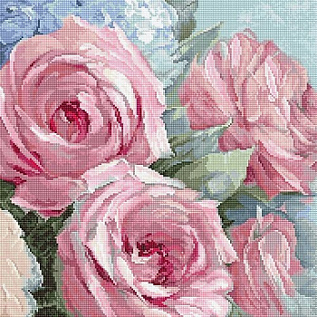 Набор для вышивания LETI арт. 928 Pale Pink Roses 30х30 см