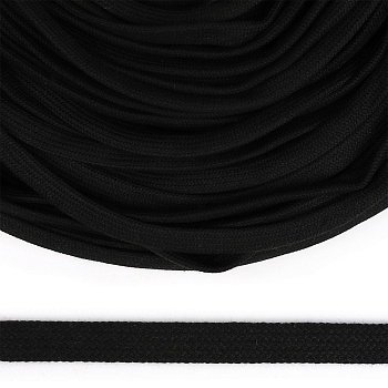 Шнур плоский х/б 15мм классическое плетение цв.032 чёрный уп.50 м