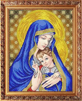 Рисунок на габардине СЛАВЯНОЧКА арт. ААМА-3001 Богородица с младенцем в синем 28х38 см
