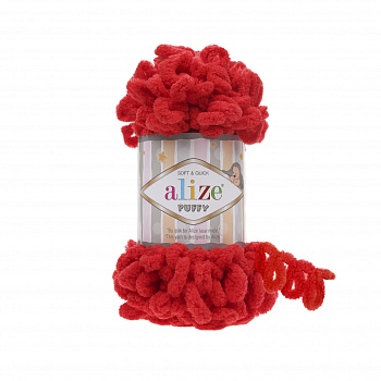 Пряжа для вязания Ализе Puffy (100% микрополиэстер) 5х100г/9.5м цв.056 красный