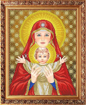 Рисунок на габардине СЛАВЯНОЧКА арт. ААМА-3002 Богородица с младенцем в красном 28х38 см