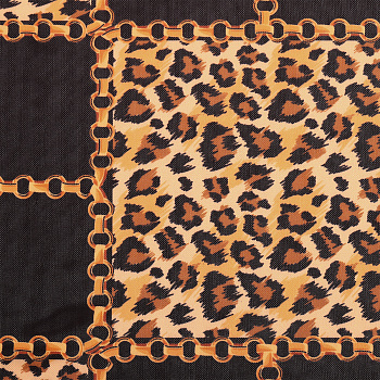 Сетка эластичная арт.T-0896 120г/м² ш.150см, принт леопард, цв.1 черный+оранжевый рул.35м