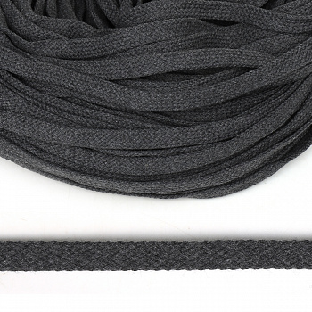 Шнур плоский х/б 10мм турецкое плетение цв.109 т.серый уп.50 м