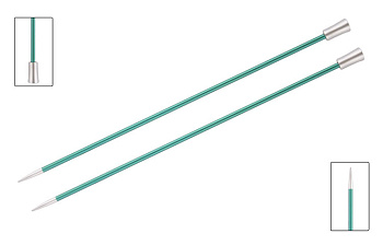 47306 Knit Pro Спицы прямые для вязания Zing 8мм/35см, алюминий, изумрудный, 2шт