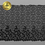Кружево вышивка на сетке KRUZHEVO арт.TBY.OG48 шир.205мм цв.черный, левая уп.6м