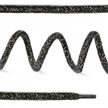 Шнурки TBY круглые 5мм арт.SLF031 длина 130 см черный/серебро уп.50шт