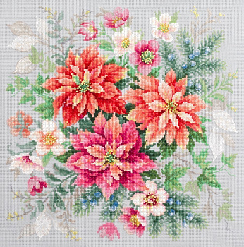 Набор для вышивания ЧУДЕСНАЯ ИГЛА арт.140-003 Магия цветов. Пуансеттия 30x30 см
