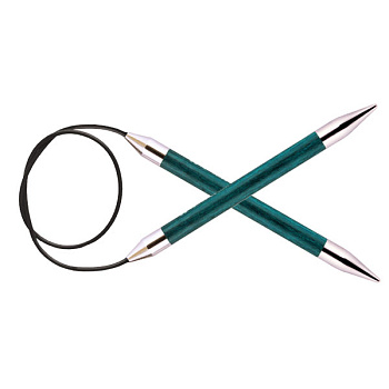 29124 Knit Pro Спицы круговые для вязания Royale 10мм /100см, ламинированная береза, аквамариновый