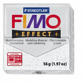 FIMO Effect полимерная глина, запекаемая в печке, уп. 56г цв.белый с блестками, арт.8020-052
