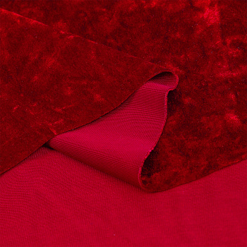 Ткань Бархат мраморный 260 г/м² 95% пэ, 5% спандекс шир.150 см арт.С.2153.05 цв.красный уп.1м
