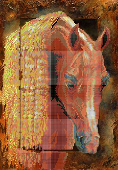 Рисунок на ткани для вышивания бисером КАРТИНЫ БИСЕРОМ арт.S-048 Рыжий конь 37х26 см