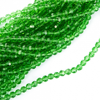 Бусины граненые Рондель (стекло) на нитях арт.TBY-R-2  6мм  цв.13 зеленый уп.3х100 бусин