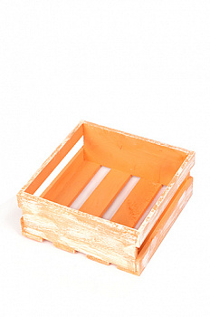 Коробка деревянная 124/37 квадрат. цветная - персик (14х14х6см)