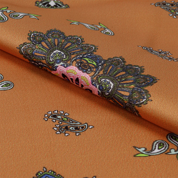 Ткань шелк Армани креп 90 г/м² 97% полиэстер, 3% лайкра шир.148 см арт.T.0262.5 цв.05 оранжевый рул.25м