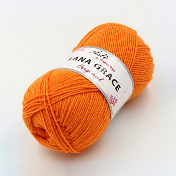 Пряжа для вязания ТРО LANA GRACE Original (25% мериносовая шерсть, 75% акрил супер софт) 5х100г/300м цв.2410 апельсин