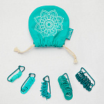 36633 Knit Pro Набор маркеров для вязания Mindful: булавка - 20 шт, круг - 20 шт, кольцо - 60 шт разных размеров, пластик, бирюзовый, 100 шт в мешочке