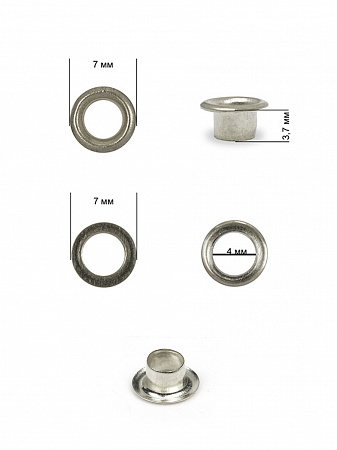 Люверсы сталь TBY.2510 №2 (Ø 4мм, h 3,7мм) цв. никель уп. 1000шт
