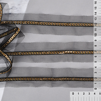 Кружево на сетке арт.TBY KB-21 (цепь) цв.черный/золото уп.13,71м
