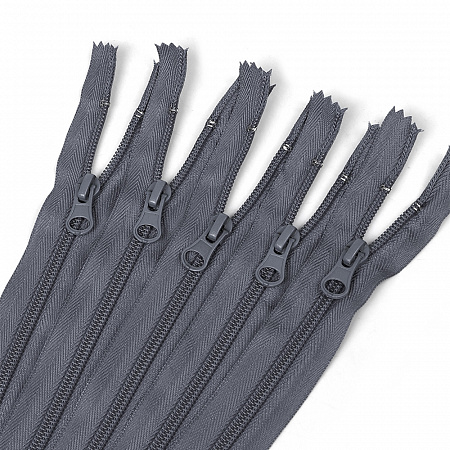 Молния Mzip пласт. спираль №5-N 75см цв.F312 т.серый уп.50шт