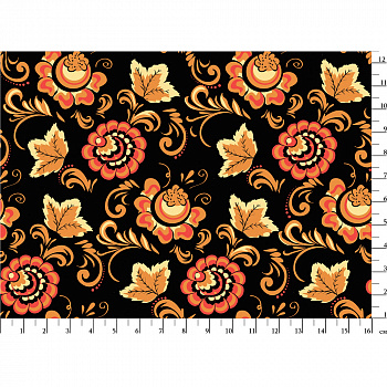 Ткань для пэчворка PEPPY Русские Традиции 110 г/м² 100% хлопок цв.РТ-16 черный уп.50х55 см