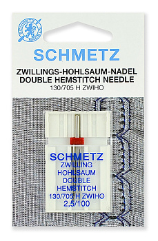 Иглы для бытовых швейных машин Schmetz для мережки двойные 130/705H ZWIHO №100/2.5, уп.1 игла