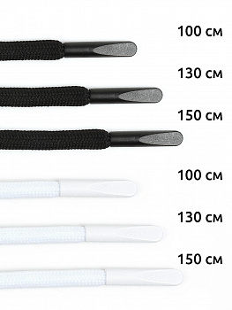 Шнурки круглые полиэфир 04мм 100-130-150см цв.белый F101/черный F322 набор 6шт