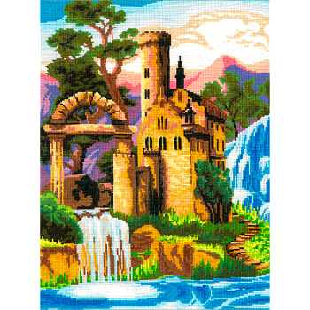 Набор для вышивания мулине НИТЕКС арт.0279 Замок у водопада 30х40 см