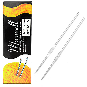 Крючки для вязания Maxwell Black арт.ТВ-CH03 0,7 мм, цв.никель уп.12 шт.