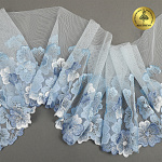 Кружево вышивка на сетке KRUZHEVO арт.TBY.OG87 шир.200мм цв.голубой,левая уп.7м