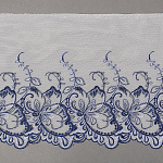 Кружево вышивка на сетке KRUZHEVO арт.TBY.C32 шир.230мм цв.сумрачно белый+синий, левая уп.9,2м