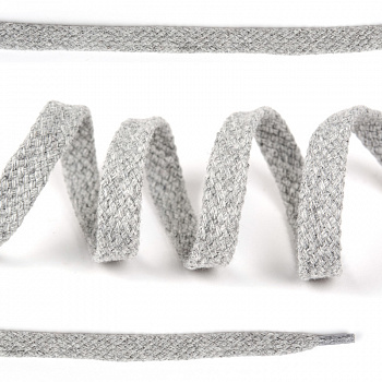 Шнурки плоские 10мм классическое плетение х/б дл.150см цв.028 св.серый (10 комп)