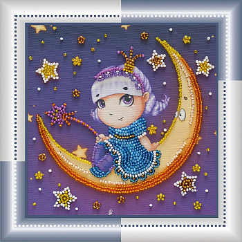 Набор для вышивания бисером АБРИС АРТ арт. AM-043 Лунная мечтательница 15х15 см