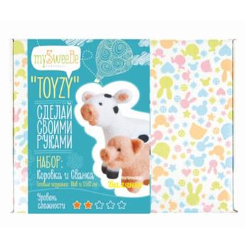 Набор для изготовления текстильной игрушки Toyzy арт.TZ-F021 Коровка и Свинка Валяние