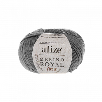 Пряжа для вязания Ализе Merino Royal Fine (100% шерсть) 10х50г/175м цв.087 т.серый
