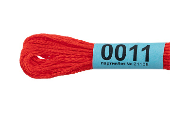 Нитки для вышивания Gamma мулине (0001-0206) 100% хлопок 24 x 8 м цв.0011 оранжево-красный