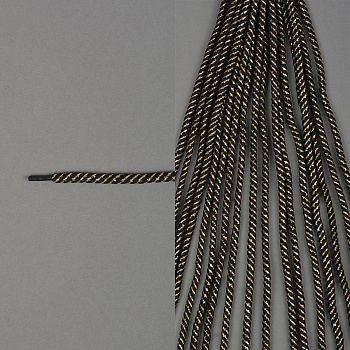 Шнурки круглые 6мм 04с2207 длина 100 см, компл.2шт, цв. черный с золотом