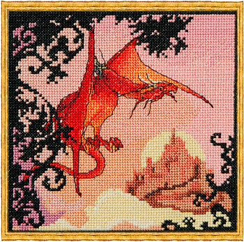 Набор для вышивания NIMUE арт.121-B002 K Dragon Rouge (Красный дракон) 15х15 см