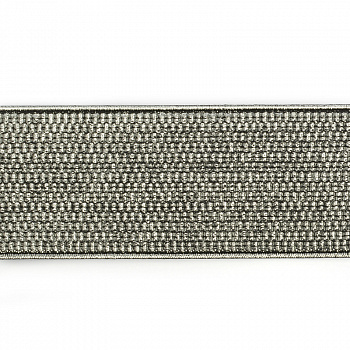 Резинка TBY декоративная мягкая арт.GS0250-2 шир.50мм цв.черный/серебро рул.30м