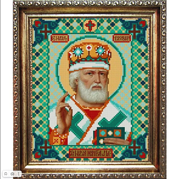 Рисунок на ткани (Бисер) КОНЁК арт. 9266 Святой Николай Чудотворец 20х25 см