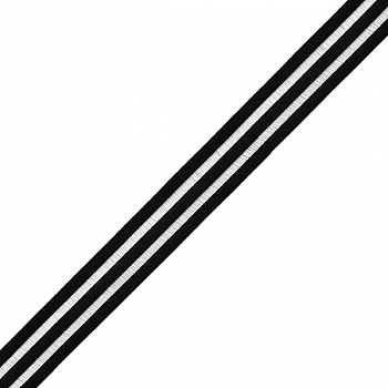 Резинка бельевая декоративная с прозрачными вставками Нейлон 020мм F322 черный уп.25м