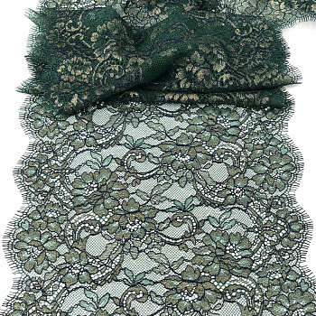 Кружево реснички KRUZHEVO арт.TBY.B4 шир.240мм цв.зеленый с золотом уп.3м
