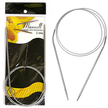 Спицы круговые для вязания на тросиках Maxwell Black 80 см арт.#10 3,0мм
