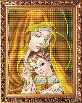 Рисунок на габардине СЛАВЯНОЧКА арт. ААМА-4007 Богородица с младенцем в золоте 20х25 см