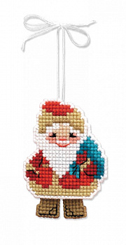 Набор для вышивания РИОЛИС арт.1538АС Новогодняя игрушка Дедушка мороз 6,5х8 см