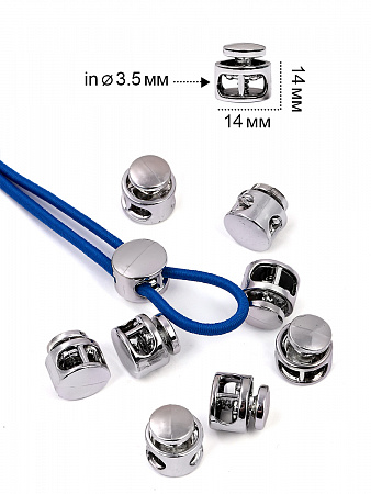 Фиксатор пластиковый для шнура TBY.0324 (14х14мм, 2 отв.3,5мм) цв.никель уп. 100шт