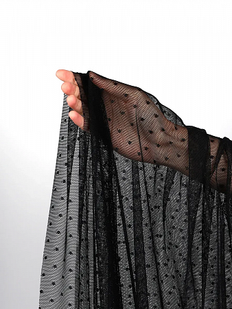 Сетка эластичная Мушка KRUZHEVO арт.TBY.00128 ш.160см цв.02 черный рул.188 м