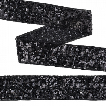Тесьма с пайетками TBY на сетке арт. TDF05014 шир.50мм цв.черный уп.13,7м