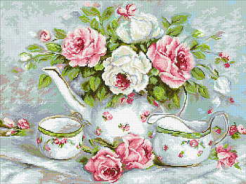 Набор Паутинка для изготовления картины со стразами арт.М258 Розовый чай 60х45 см