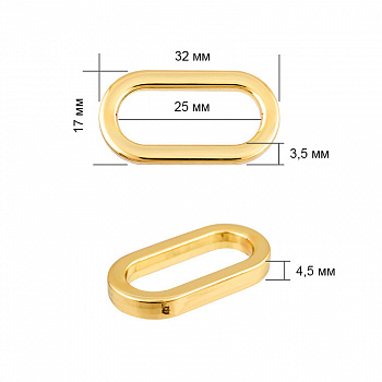 Рамка металл овальная TBY-072501 32х17мм (внутр. 25мм) цв. золото уп. 10шт