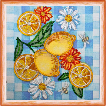 Набор для вышивания бисером АБРИС АРТ арт. AM-119 Летние лимоны 15х15 см